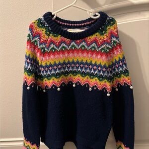 Mini Boden Navy & Multicolor Fair isle Sweater